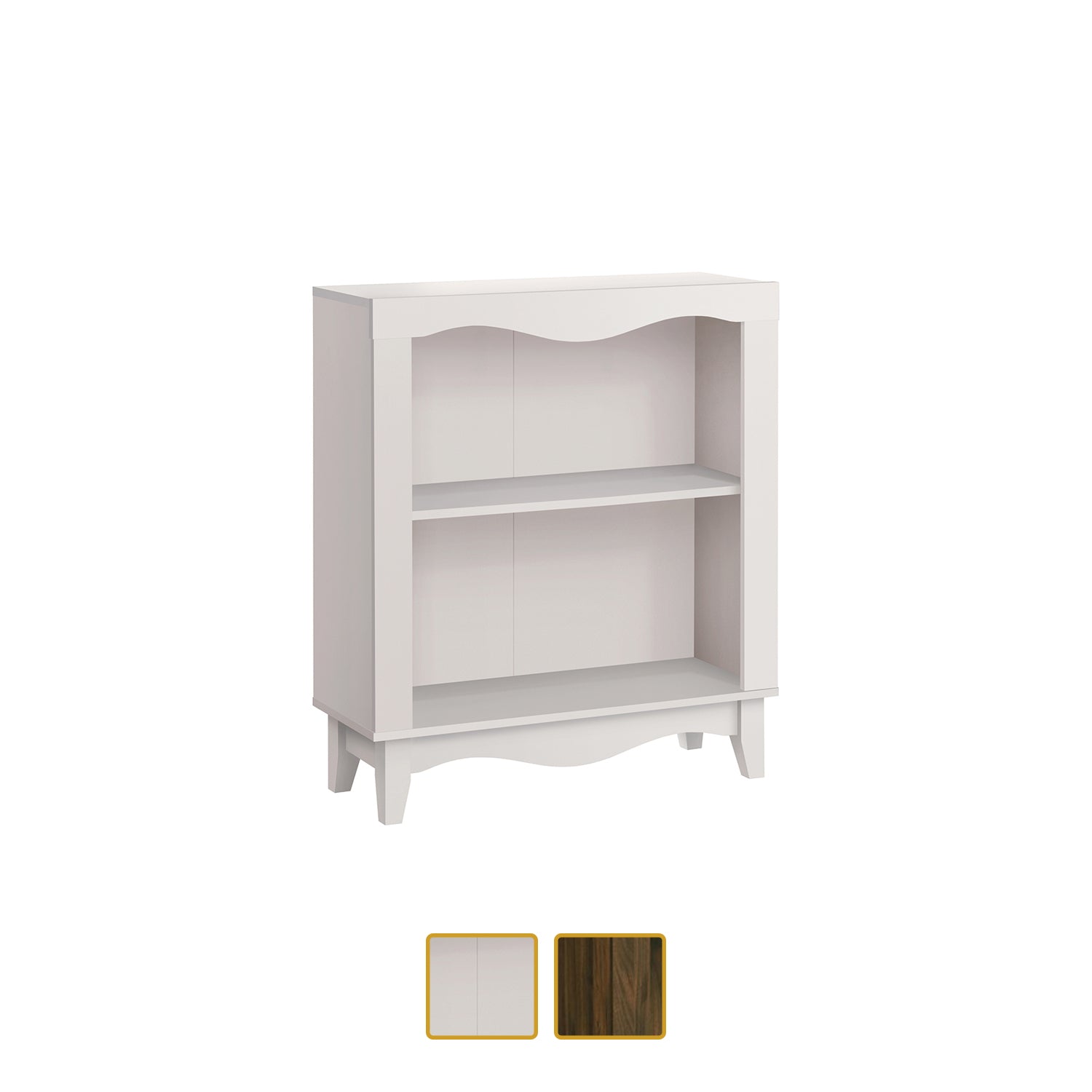 NALIS 2-Tier Book Shelf, Display Cabinet in White And Walnut Color