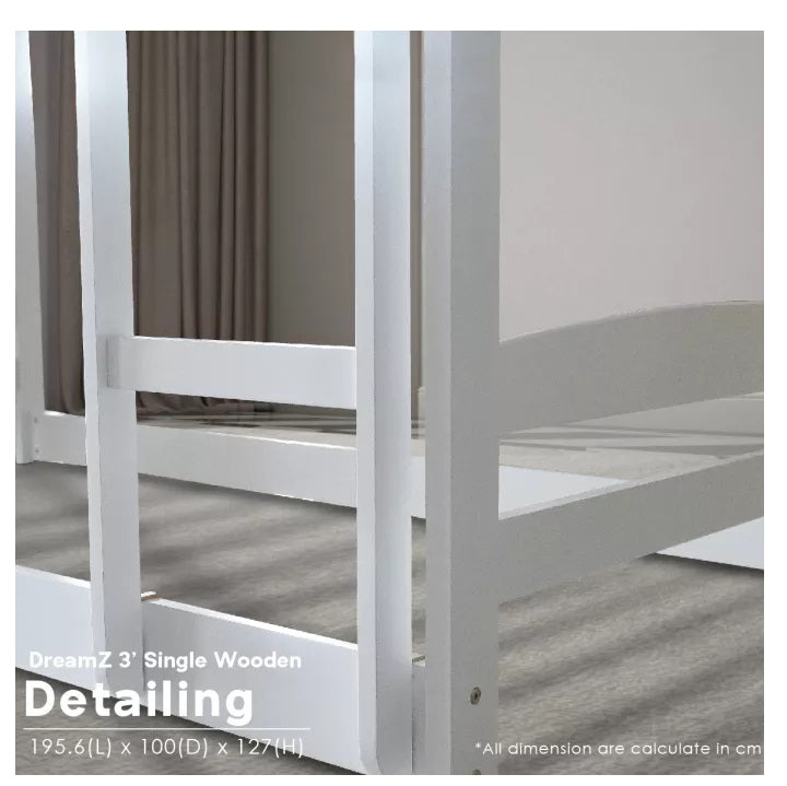 GUB Twisty Double Decker Solid Wood Structure Simple Design Budget Kid Bunk Bed Standard Single Suitable Small Space w/ Mattress Option