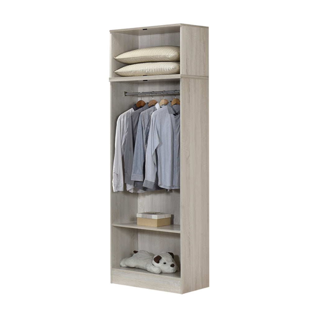 Poland Series 2 Door Tall Wardrobe with Top Cabinet in Ivory & White Colour