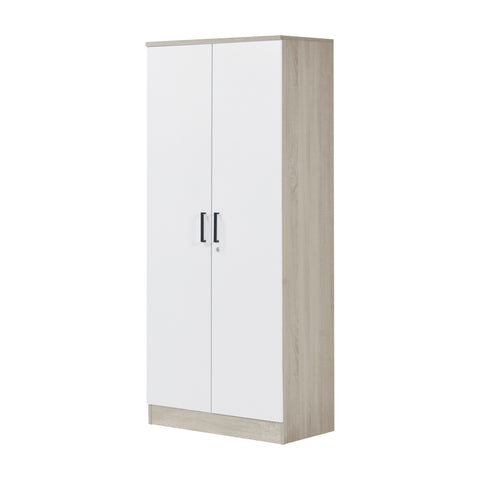 Poland Series 2 Door Wardrobe in Natural & White Colour