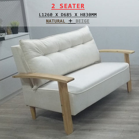 Image of Yomi 2+3 Seater Fabric Sofa in Natural and Beige Color