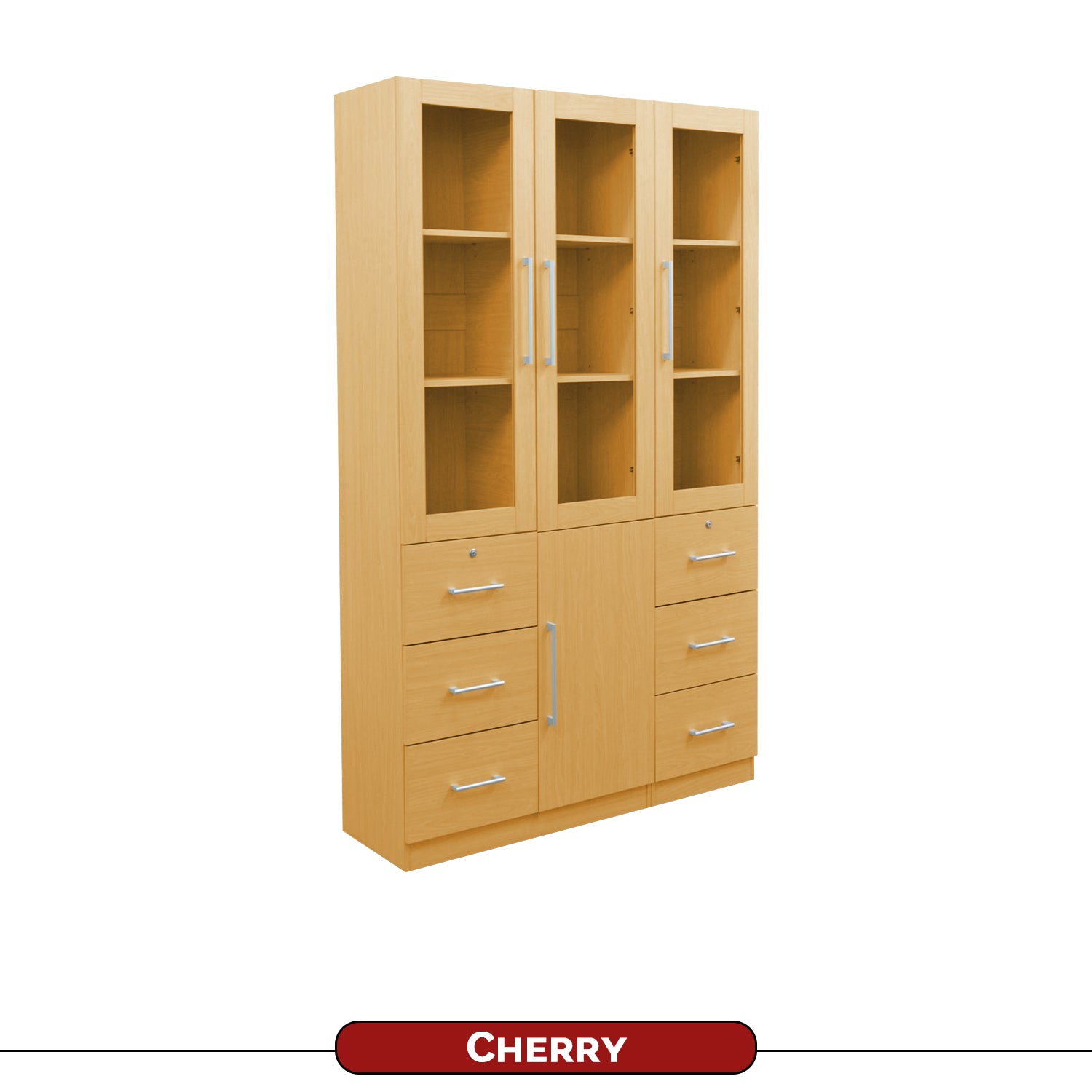 Darra Series 6 Bookshelf With Glass Doors In 3 Colors