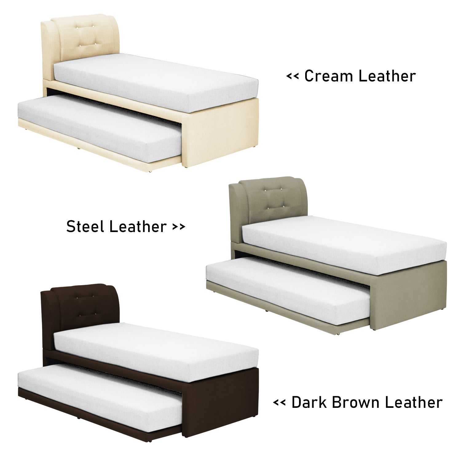 Gurney 3 in 1 Bed Frame and Pull Out Bed In Single and Super Single Size-3 in 1 Bed-Furnituremart.sg