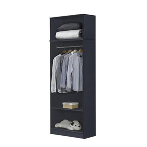 Panama Series 2 Door Tall Wardrobe with Top Cabinet in Dark Grey Colour