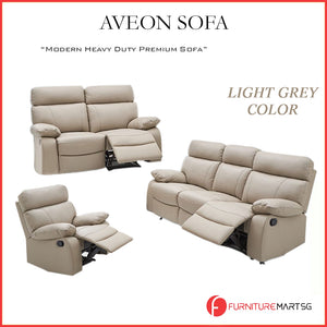 Aveon Half Leather Sofa 5 recliners  Sofa Set in Stone/Light Grey Color