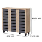 TORI 3-Door Shoe Cabinet Solid Board 8 Tier Shelving Free Ventilation