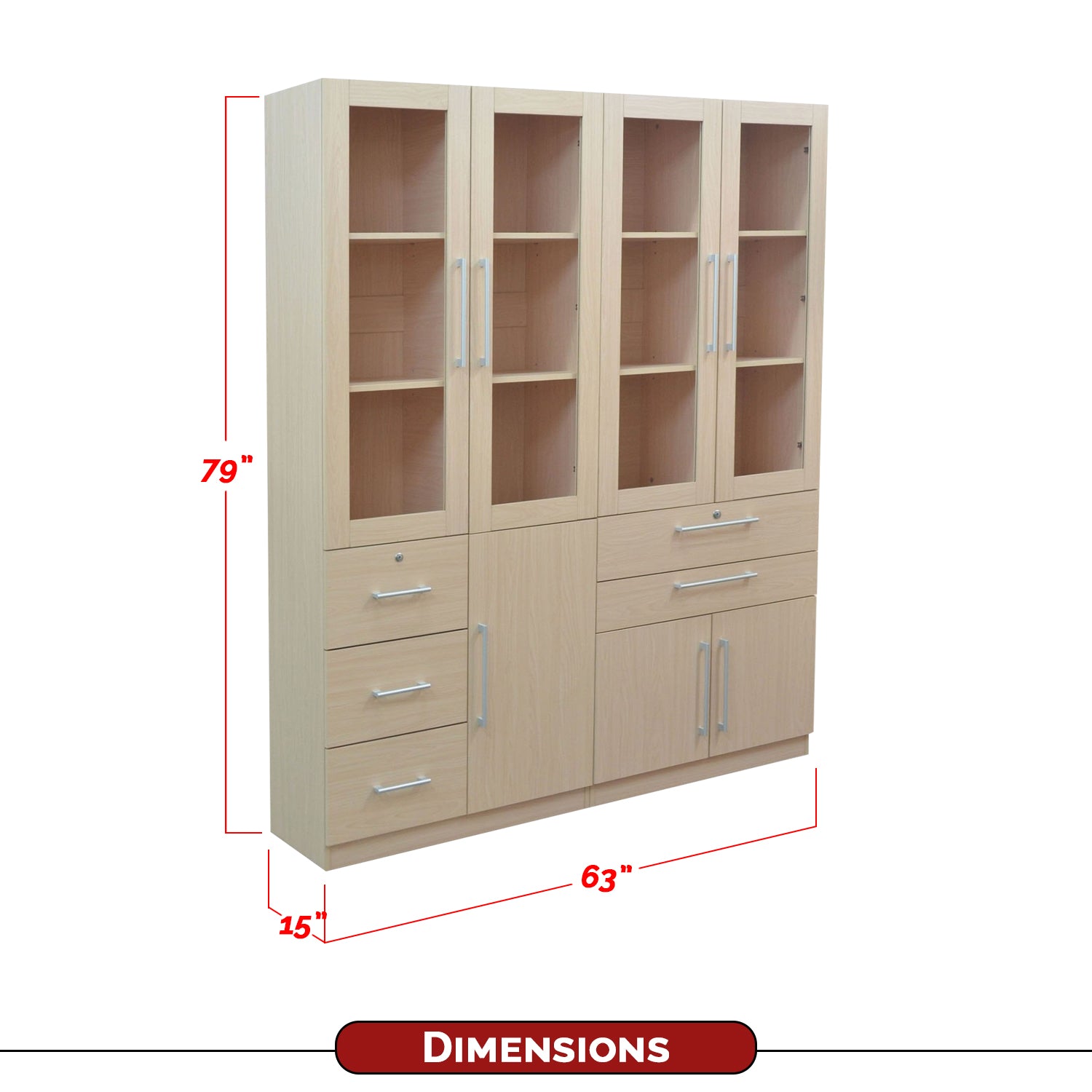 Darra Series 1 Bookshelf With Glass Doors In 3 Colors