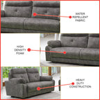 Kalira Series 2-Seater + 3-Seater Sofa Set Premium Water Repellent Fabric in Grey