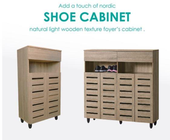 DOTA 2 Doors And 4 Doors Shoe Cabinet with Drawer In Natural Oak Color