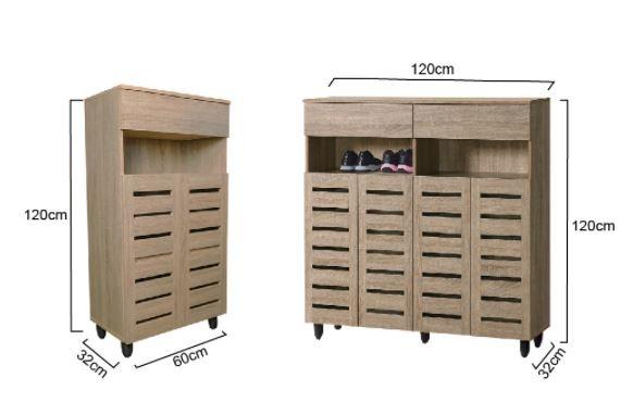 DOTA 2 Doors And 4 Doors Shoe Cabinet with Drawer In Natural Oak Color