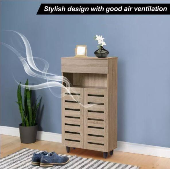 DOTA 2 Doors And 4 Doors Shoe Cabinet with Drawer In Natural Oak Color