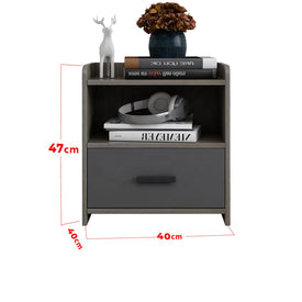 Barn Series Bedside Table In Gray (Fully Assembled)