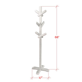 Piya Solid Pine Wood 6 Hooks Standing Clothing Rack