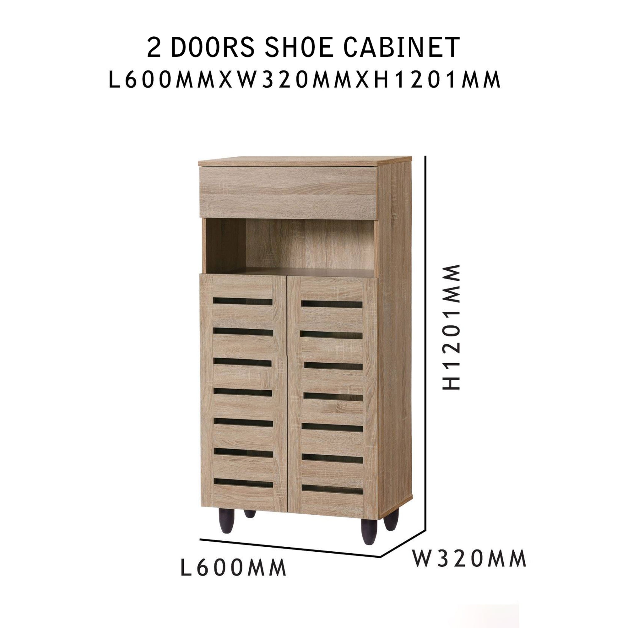 DOTA 2 Doors And 4 Doors Shoe Cabinet with Drawer In Natural Oak Color