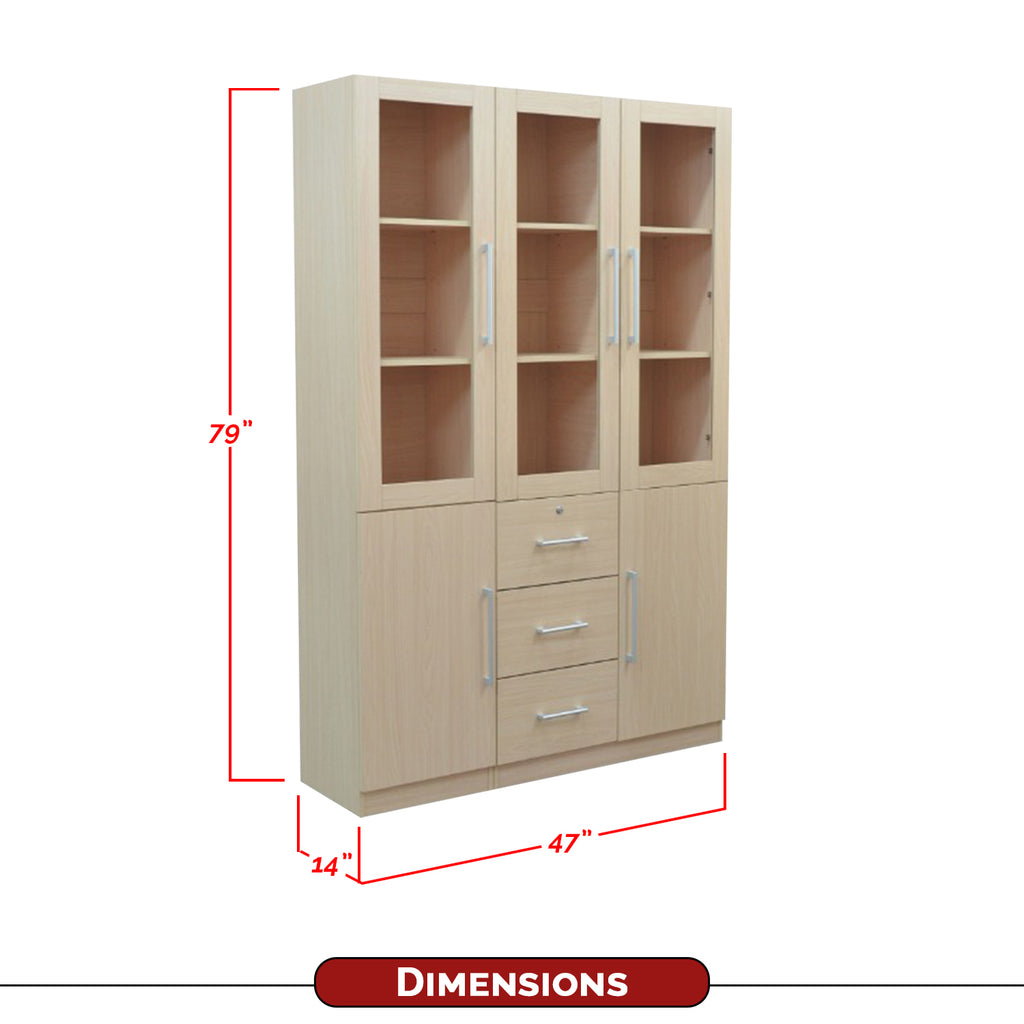Darra Series 11 Bookshelf Cabinet With Glass Doors In 3 Colors