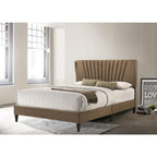 Adana Upholstered Queen Platform Bed Frame with a Vertical Channel Tufted Wingback Headboard w/ Mattress Option