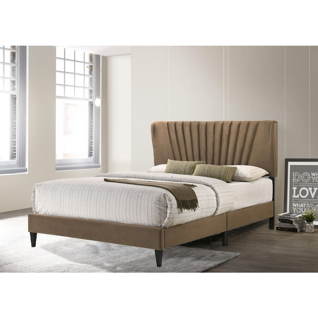 Adana Upholstered Queen Platform Bed Frame with a Vertical Channel Tufted Wingback Headboard w/ Mattress Option