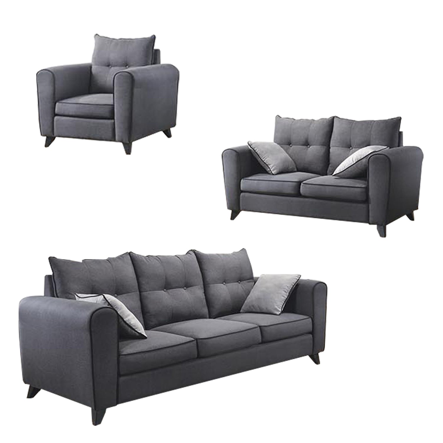 Dixie Series Fabric 1/2/3-Seater L-Shaped Sofa Set with Chaise in 5 Colours