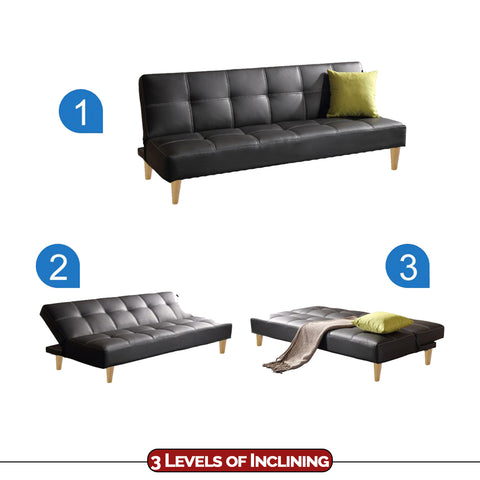Image of Sofia 6 Feet Leather Sofa Bed In 4 Colours