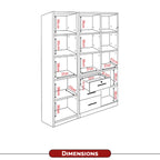 Darra Series 11 Bookshelf Cabinet With Glass Doors In 3 Colors