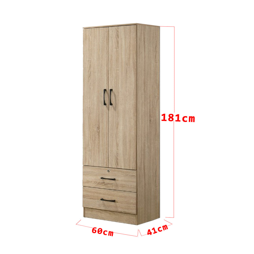 Britain 2 Door With Drawer Wardrobe In Natural