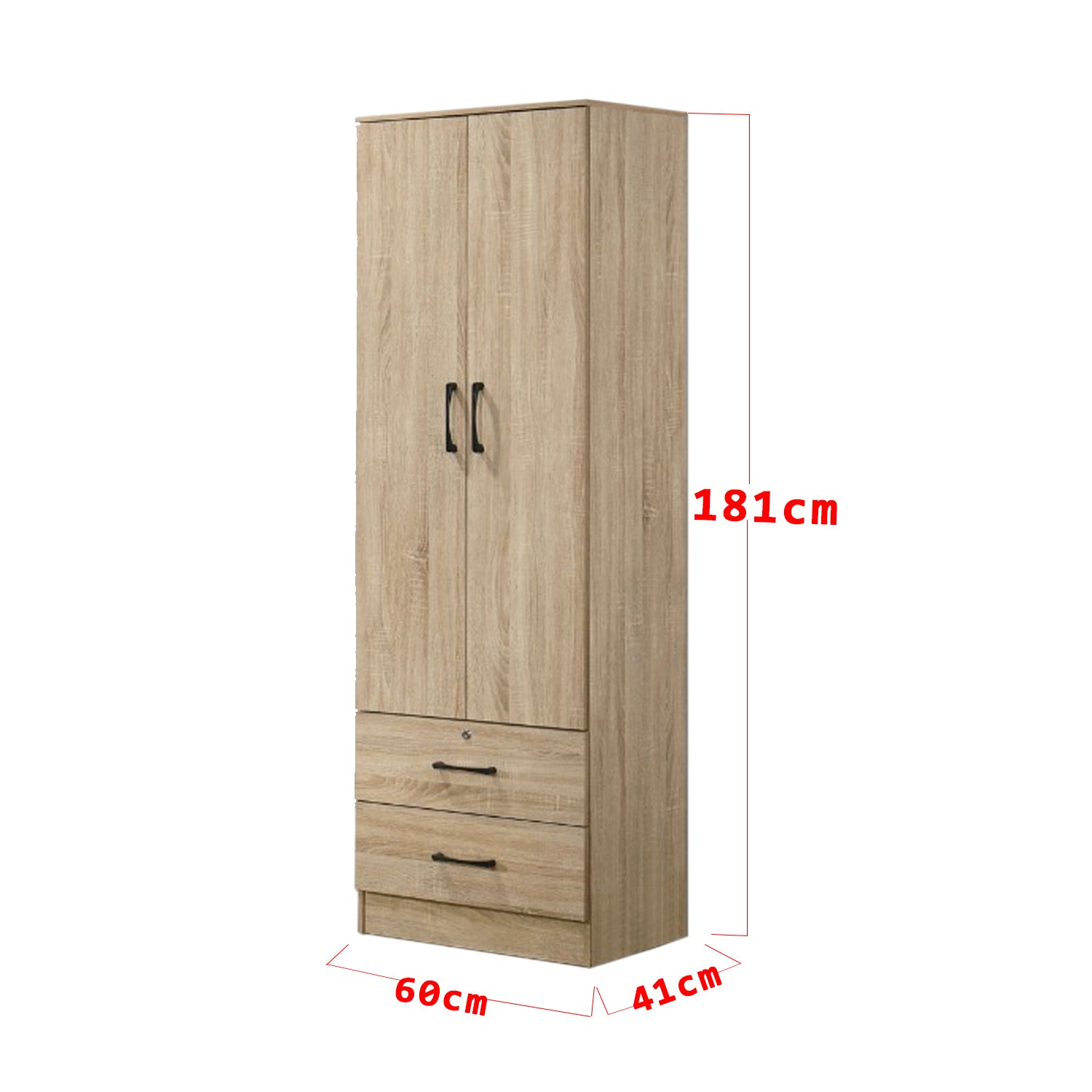 Britain 2 Door With Drawer Wardrobe In Natural