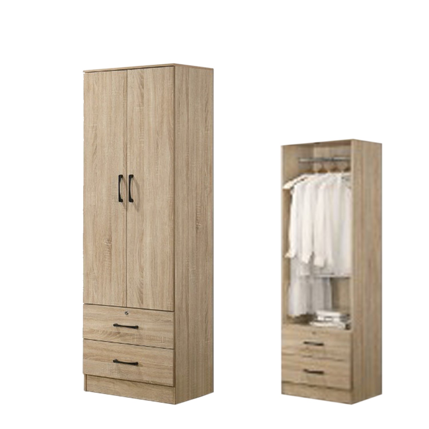 Britain 2 Door With Drawer Wardrobe In Natural