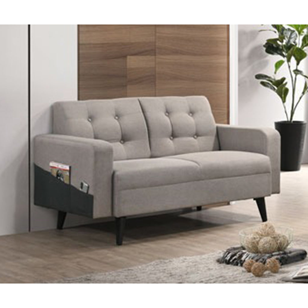 Lamia Modern Button Tufted Sofa Set Upholstered In Grey Fabric