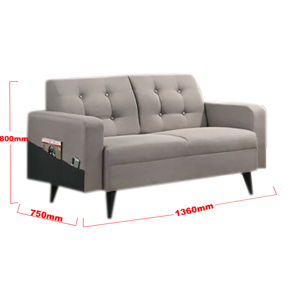 Lamia Modern Button Tufted Sofa Set Upholstered In Grey Fabric