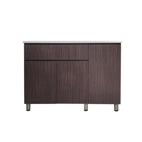 Image of Everly 3 Door Walnut Kitchen Cabinet Ceramic Tile Top with Gas Cabinet