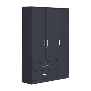 Panama Series 3 Door Wardrobe with Drawers in Dark Grey Colour