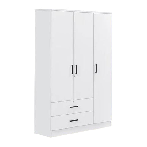 Image of Cyprus Series 3 Door Wardrobe with Drawers in Full White Colour