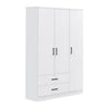 Cyprus Series 3 Door Wardrobe with Drawers in Full White Colour