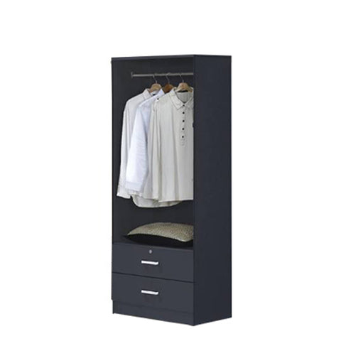 Image of Panama Series 2 Door Wardrobe with Drawers in Dark Grey Colour