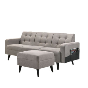 Lamia Modern Button Tufted Sofa Set Upholstered In Grey Fabric