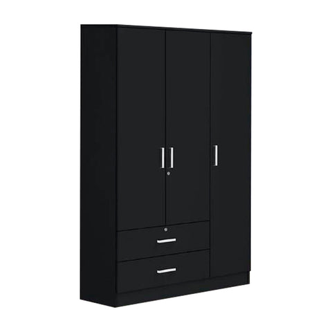 Albania Series 3 Door Wardrobe with Drawers in Black Colour
