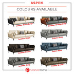 Aspen 1/2/3/4 Seater Fabric / Faux Leather Sofa with Ottoman in 8 Colors