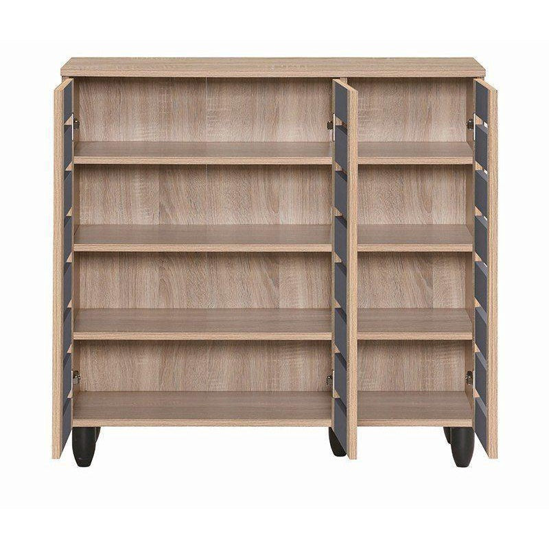 TORI 3-Door Shoe Cabinet Solid Board 8 Tier Shelving Free Ventilation