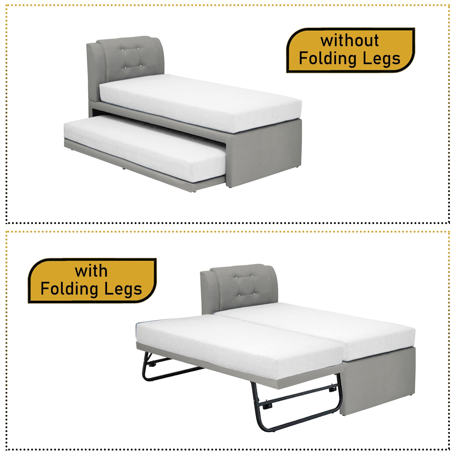 Gurney 3 in 1 Bed Frame and Pull Out Bed In Single and Super Single Size-3 in 1 Bed-Furnituremart.sg