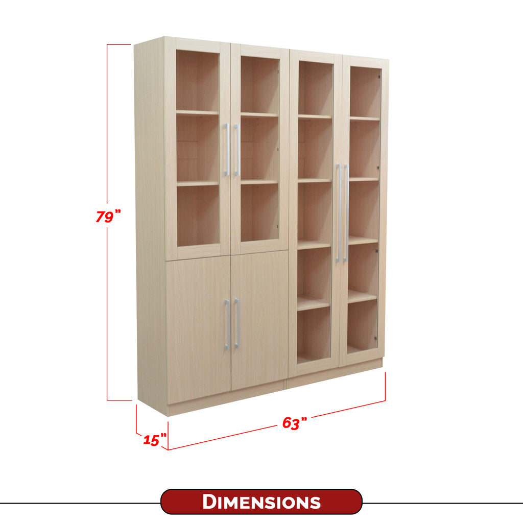 Darra Series 4 Bookshelf With Glass Doors In 3 Colors