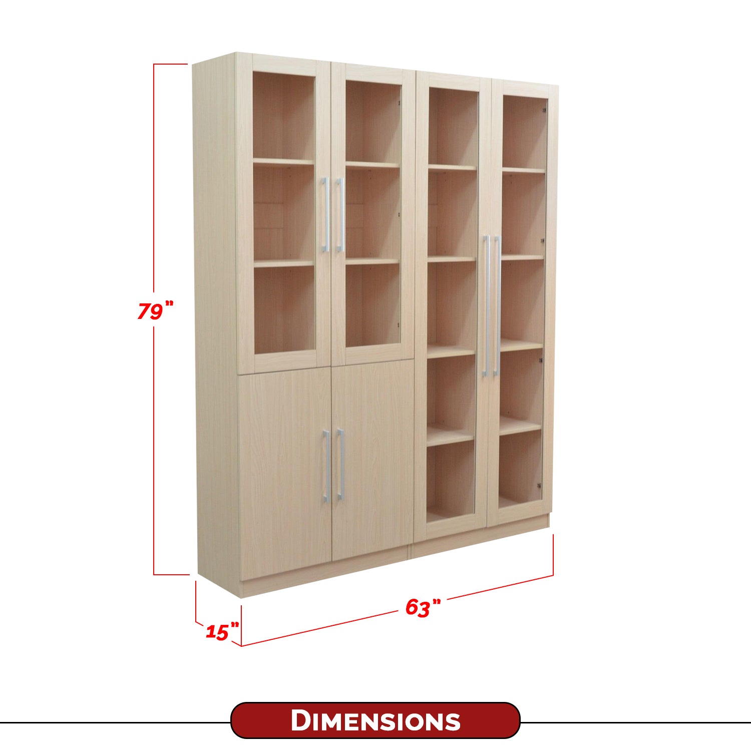 Darra Series 4 Bookshelf With Glass Doors In 3 Colors