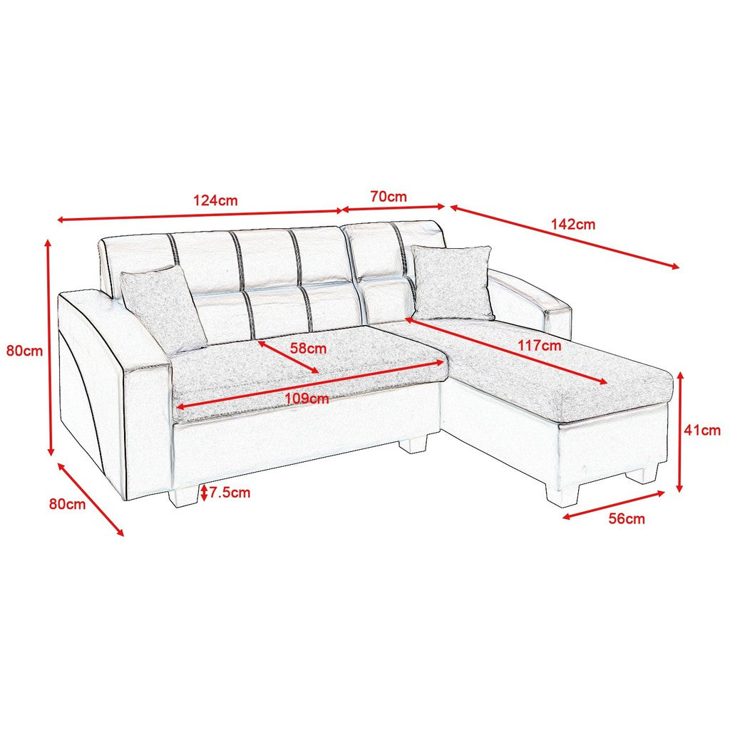 Donning L-Shaped Leather Sofa Set in Brown & Beige Colour-Sofa-Furnituremart.sg