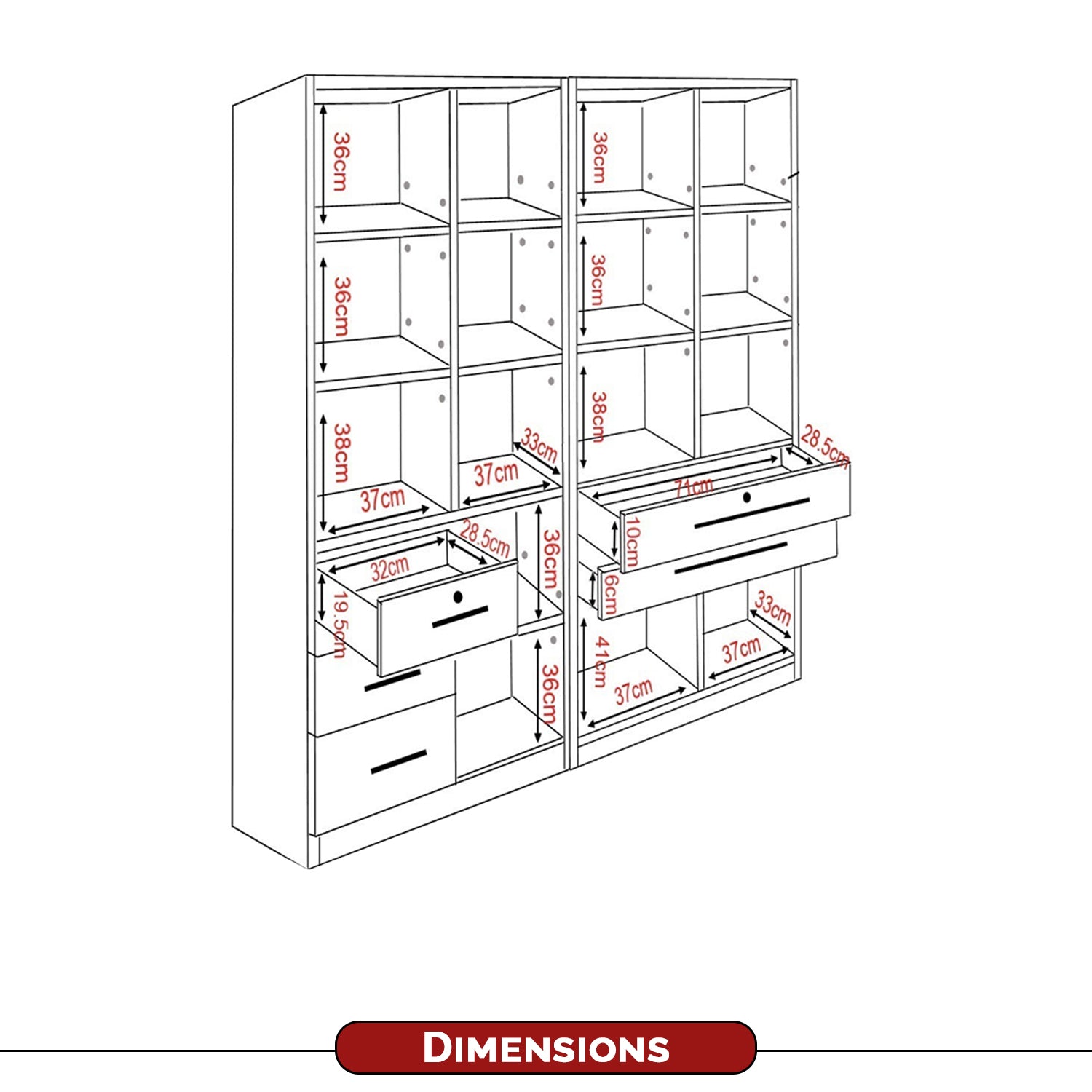 Darra Series 1 Bookshelf With Glass Doors In 3 Colors