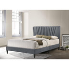 Adana Upholstered Queen Platform Bed Frame with a Vertical Channel Tufted Wingback Headboard w/ Mattress Option