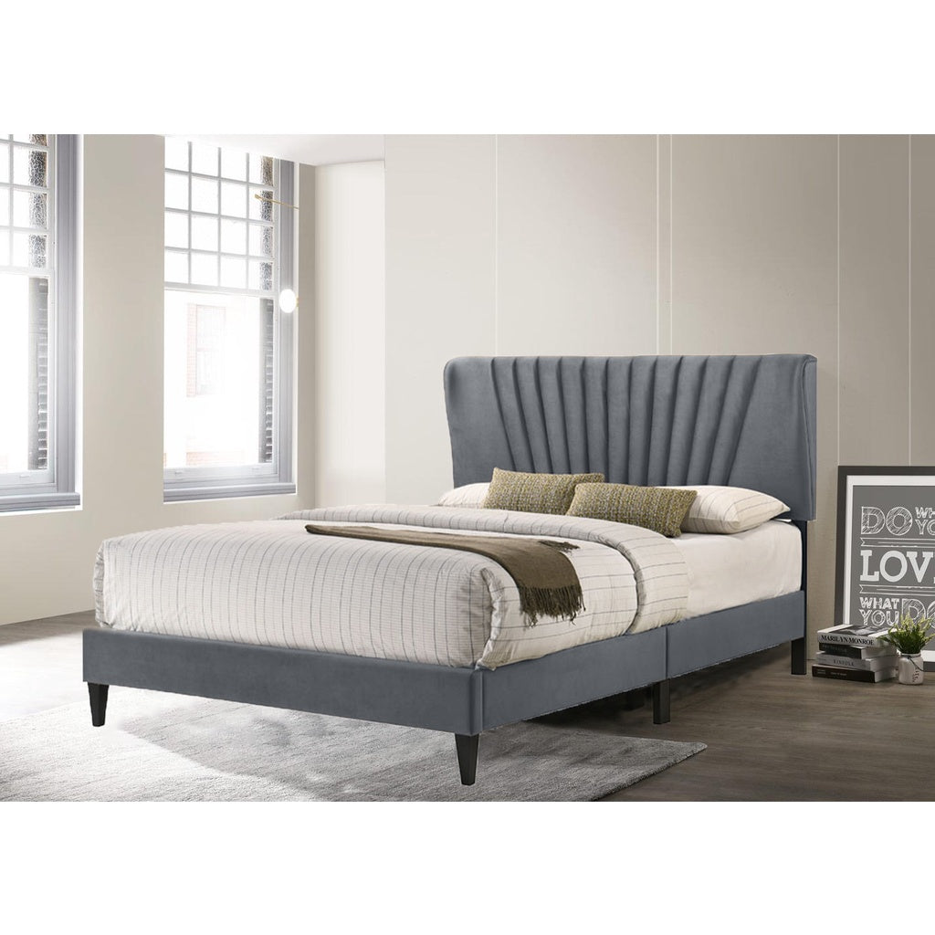 Adana Upholstered Queen Platform Bed Frame with a Vertical Channel Tufted Wingback Headboard w/ Mattress Option