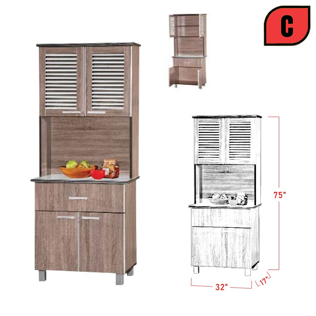 Charlie Series Tall Kitchen Cabinet with Drawer in 3 Designs