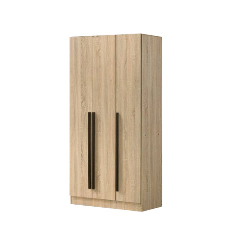 Zarya Series 3 Tall 3 Door Wardrobe Cabinet In Natural Oak Colour