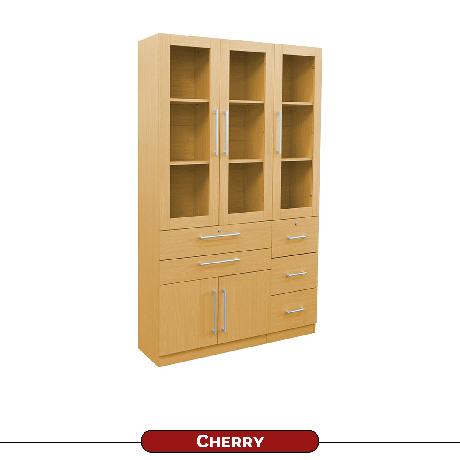 Darra Series 8 Bookshelf With Glass Doors In 3 Colors