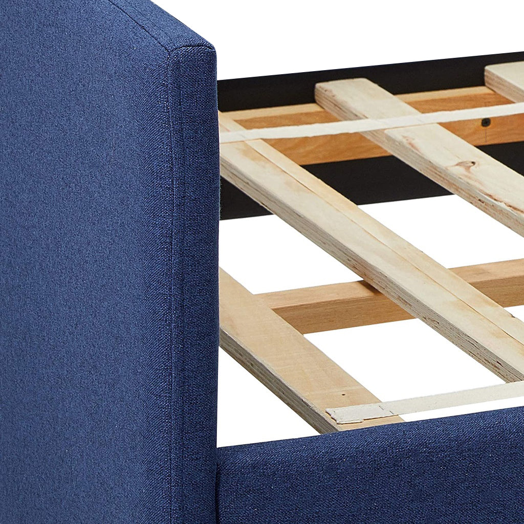 Edgar Daybed In Dark Sapphire Blue Velvet Or Faux Leather In Camel Colour w/ Mattress Add On