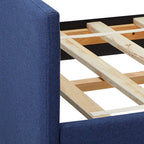 Edgar Daybed In Dark Sapphire Blue Velvet Or Faux Leather In Camel Colour w/ Mattress Add On